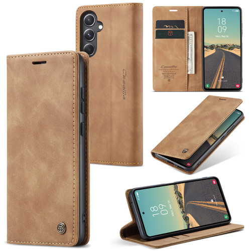 Samsung Galaxy S23 FE 5G CaseMe 013 Multifunctional Horizontal Flip Leather Phone Case - Brown